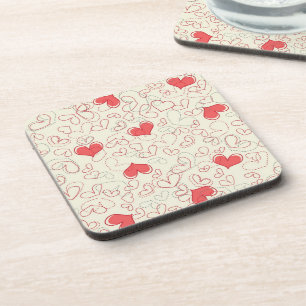 Cute Hearts Background Drink Coaster