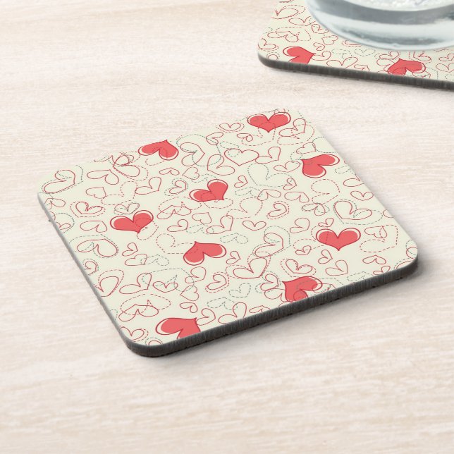 Cute Hearts Background Drink Coaster (Left Side)