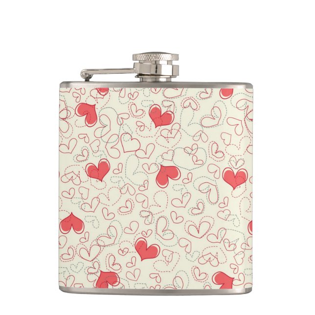 Cute Hearts Background Flask (Front)