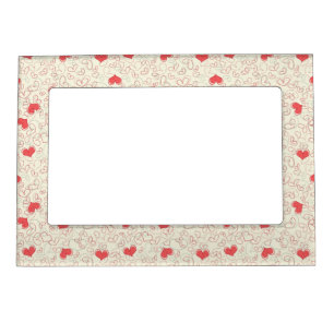 Cute Hearts Background Magnetic Picture Frame