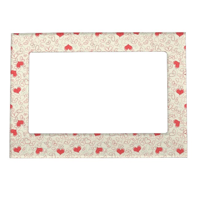 Cute Hearts Background Magnetic Picture Frame (Front)