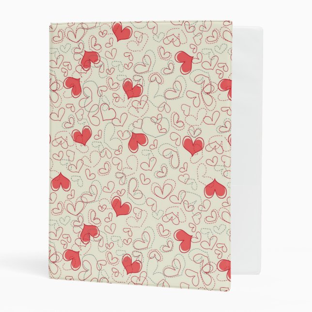 Cute Hearts Background Mini Binder (Front/Inside)