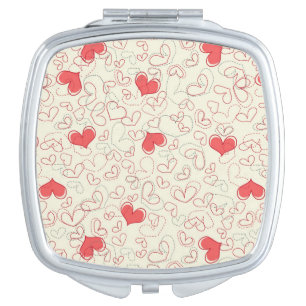 Cute Hearts Background Mirror For Makeup