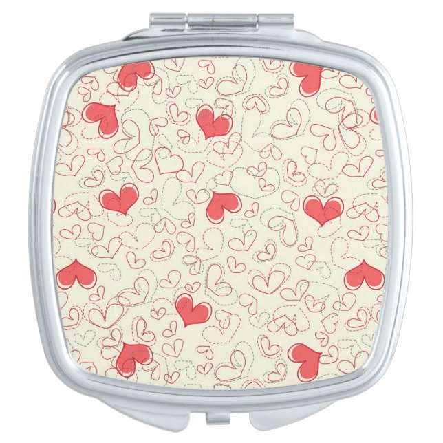 Cute Hearts Background Mirror For Makeup (Front)