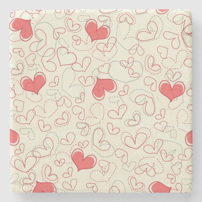 Cute Hearts Background Stone Coaster (Front)