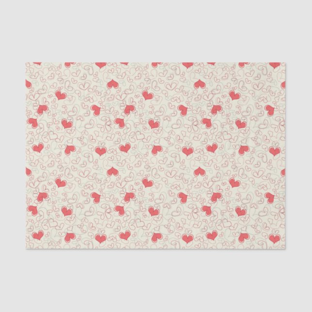 Cute Hearts Background Tissue Paper (Front)
