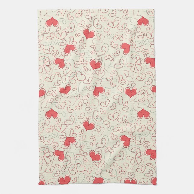 Cute Hearts Background Towel (Vertical)