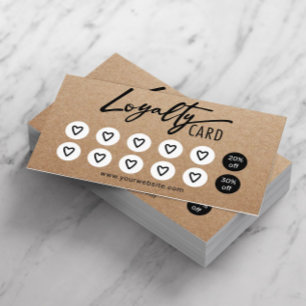Cute Hearts Beauty Salon Spa Rustic Kraft Loyalty Card