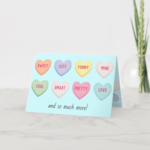 Cute hearts candy blue Valentines Day Holiday Card