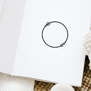 Cute Hearts Circle Journal  Rubber Stamp