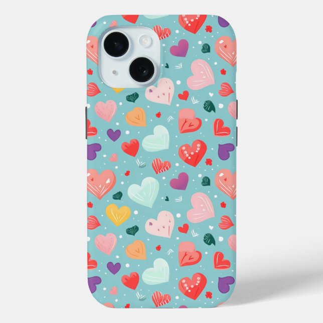 Cute Hearts Colorful Pattern Case-Mate iPhone Case (Back)