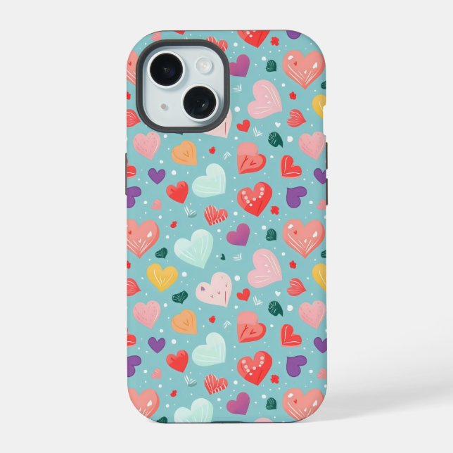 Cute Hearts Colorful Pattern Iphone Case (Back)