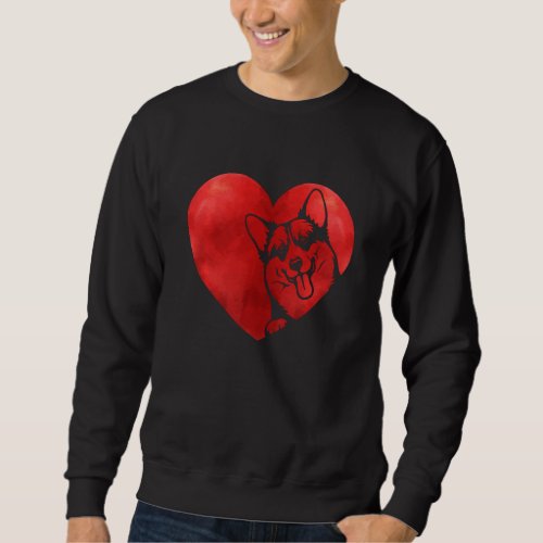 Cute Hearts Corgi Dog Puppy Lover Valentines Day Sweatshirt