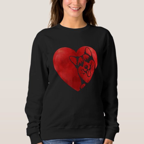 Cute Hearts Corgi Dog Puppy Lover Valentines Day Sweatshirt