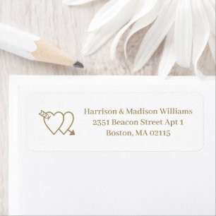 Cute hearts gold white custom Return Address Label