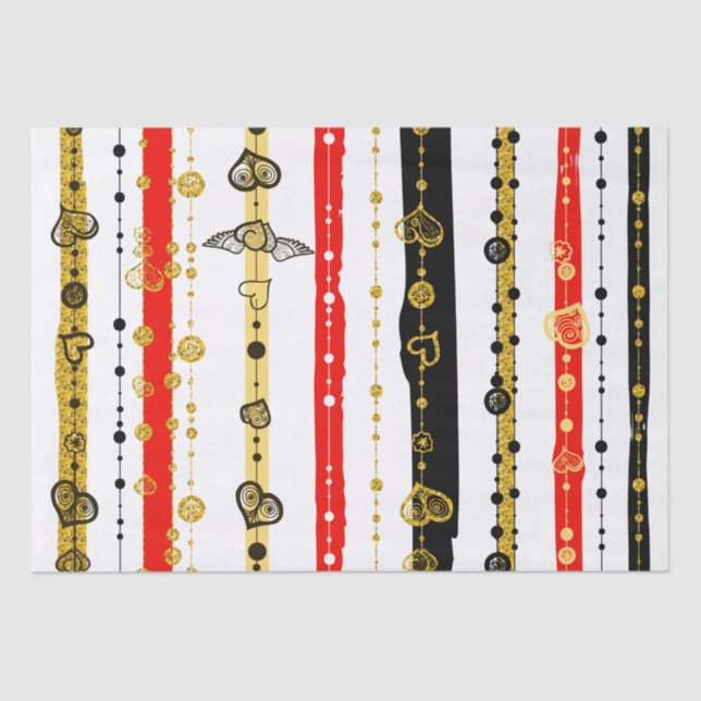 Cute hearts Hand doodling pattern Tissue Paper (Front)