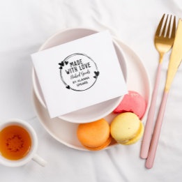 Cute Hearts Hand Drawn Wreath Made With Love Rubber Stamp