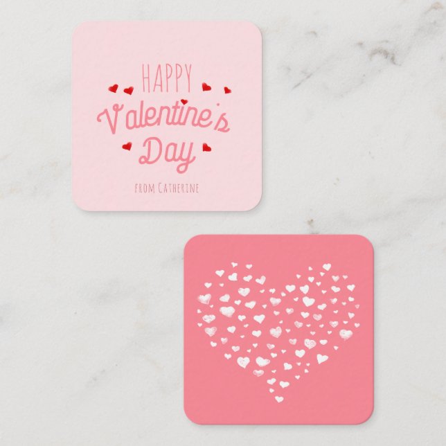 Cute Hearts Happy Valentine's day Pink Note Card (Front/Back)