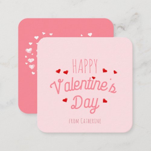 Cute Hearts Happy Valentines day Pink Note Card