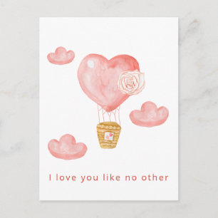 Cute Hearts Hot Air Balloon Valentines Card