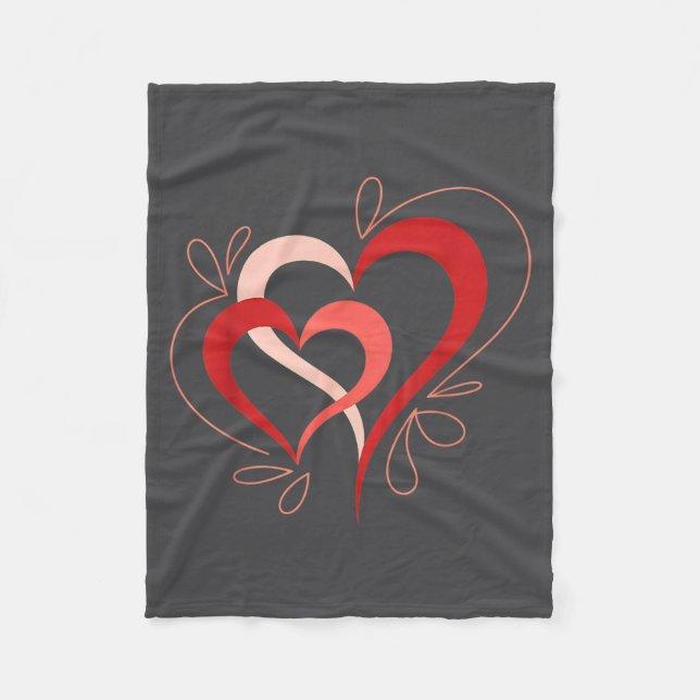 Cute Hearts In Love Couples Valentine Day Pajamas  Fleece Blanket (Front)