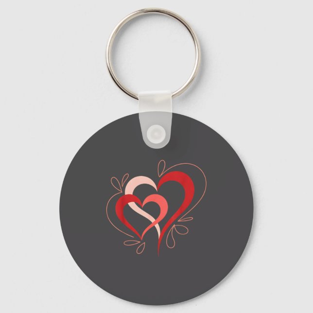 Cute Hearts In Love Couples Valentine Day Pajamas  Keychain (Front)