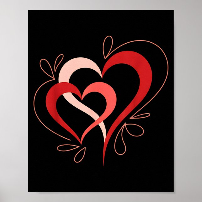 Cute Hearts In Love Couples Valentine Day Pajamas  Poster (Front)