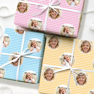 Cute Hearts Kids Birthday Photo 3 Set Colorful Wrapping Paper Sheets