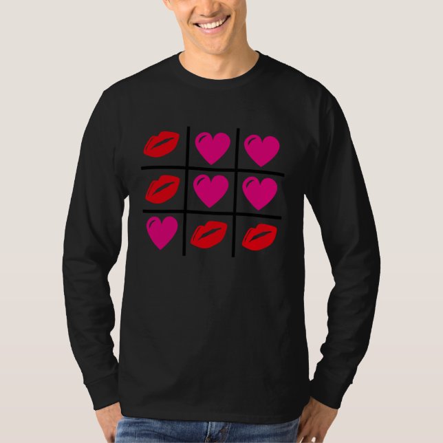 Cute Hearts & Kisses Valentines Day Romance Valent T-Shirt (Front)