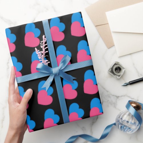 Cute Hearts  Love Script Valentines Day PinkBlue Wrapping Paper