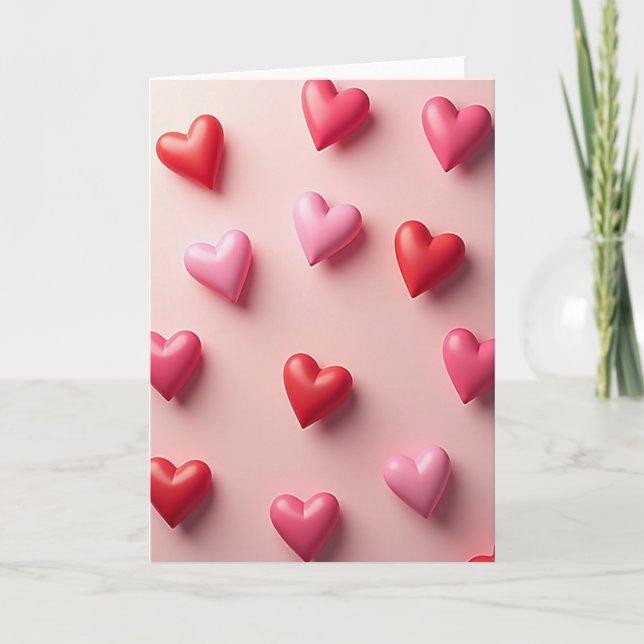 Cute Hearts Love You Card (Front)