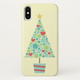 Cute hearts pastel modern Christmas tree iPhone X Case