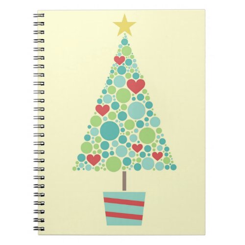 Cute hearts pastel modern Christmas tree Notebook
