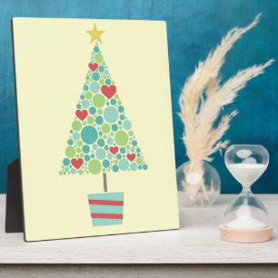 Cute hearts pastel modern Christmas tree Plaque