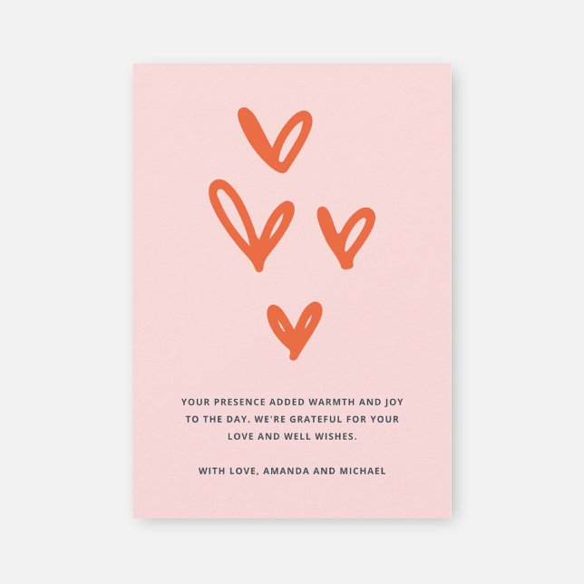 Cute Hearts Pastel Pink  Thank You Card (Creator Uploaded)
