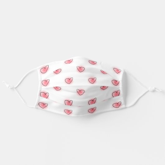 Cute Hearts Pattern Adult Cloth Face Mask (Front, Unfolded)