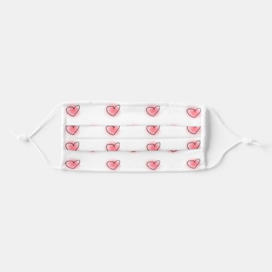 Cute Hearts Pattern Adult Cloth Face Mask (Front, Folded)
