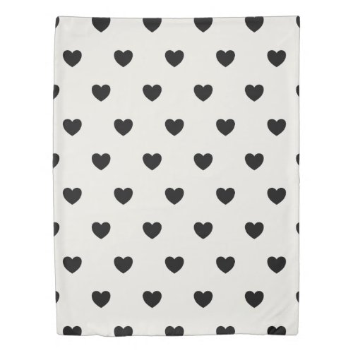 Cute Hearts Pattern in Chic Black and White Duvet Cover