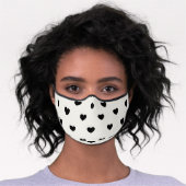 Cute Hearts Pattern in Chic Black and White Premium Face Mask (Worn)