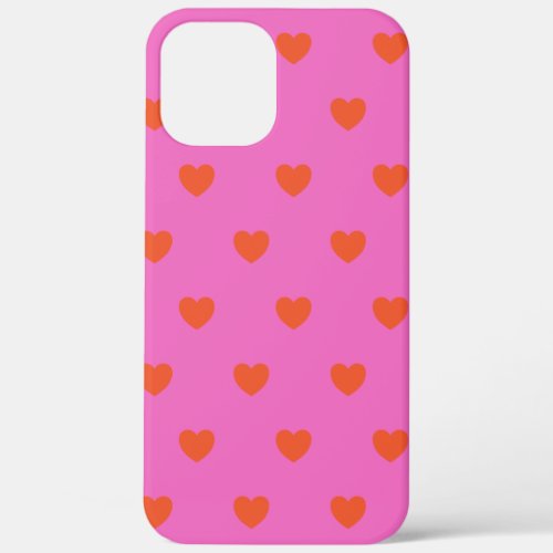 Cute Hearts Pattern in Pink and Red iPhone 12 Pro Max Case