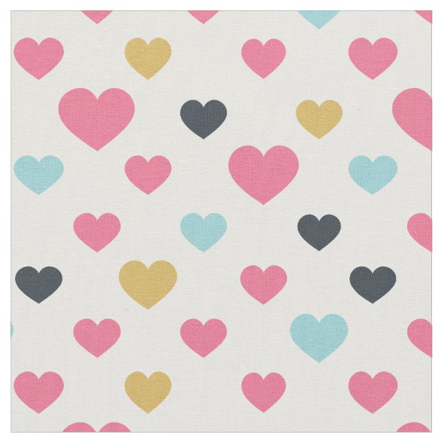 Cute Hearts Pattern Kids Valentine Fabric (Close Up)