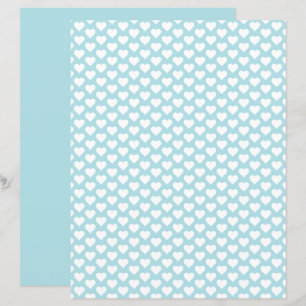Cute Hearts Pattern Light Blue Scrapbook Paper