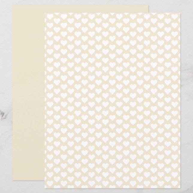 Cute Hearts Pattern Linen Shade Scrapbook Paper (Front/Back)