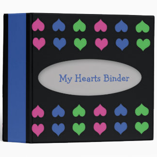 Cute Hearts Pattern On Black Binder