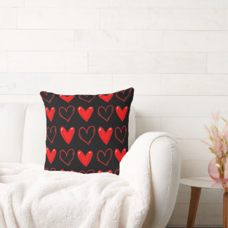 Cute Hearts Pattern Pastel Minimalist Decorative Throw Pillow