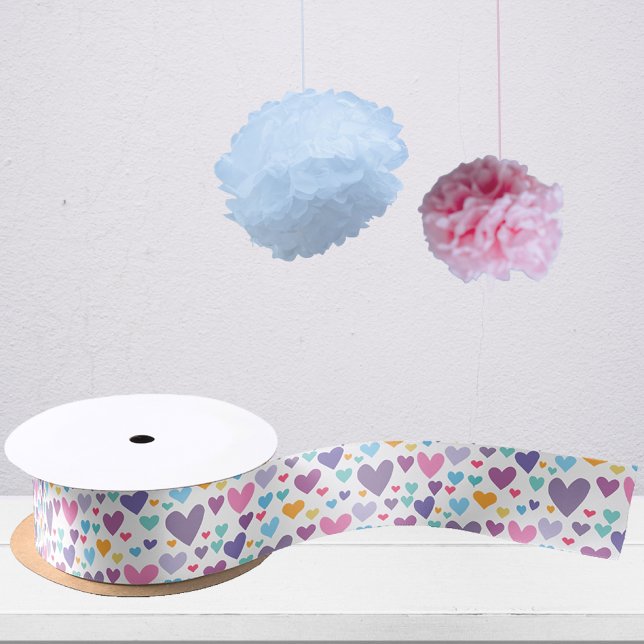 Cute Hearts Pattern Satin Ribbon (Creator Uploaded)