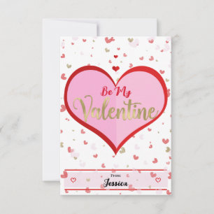 Cute Hearts Pink Red Gold Digital Valentine's Day Invitation