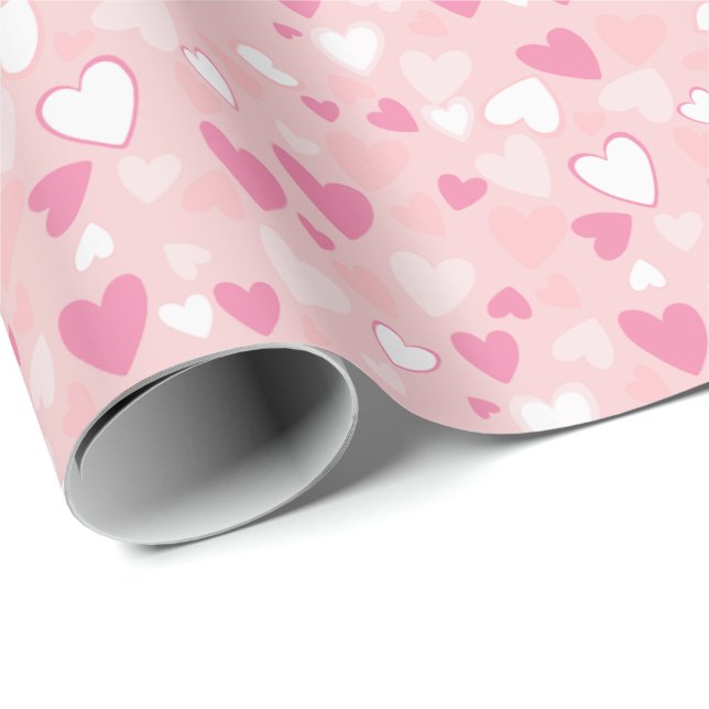 Cute Hearts Pink Wrapping Paper (Roll Corner)