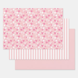 Cute Hearts Pink  Wrapping Paper Sheets