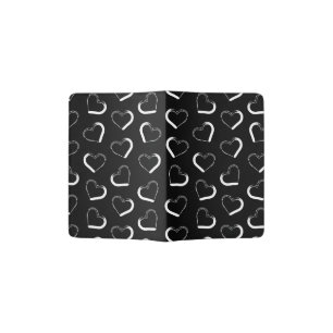 Cute Hearts Print Pattern Black Design with Hearts Passport Holder